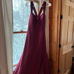 Azazie Burgundy Size 12 Chiffon Bridesmaid Dress
